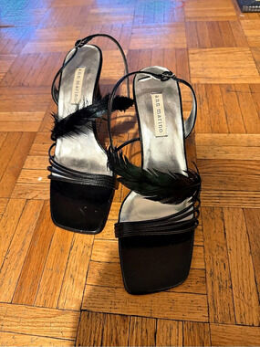 ann marino Black Feather Heels